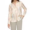 Lafayette 148 Gesture Print Silk Twill Button Blouse In Raffia Multi In Multi