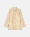 Lafayette 148 Gilded Lambskin Leather Oversized Swing Coat In Guilded Brass