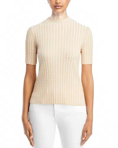 Lafayette 148 Gingham Matte Crepe Short Sleeve Sweater In Pampas Plume Multi