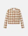 Lafayette 148 Button-down Plaid Jacket In Brown