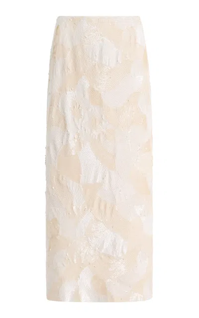 Lafayette 148 Glacial Sequined Midi Skirt In Neutral
