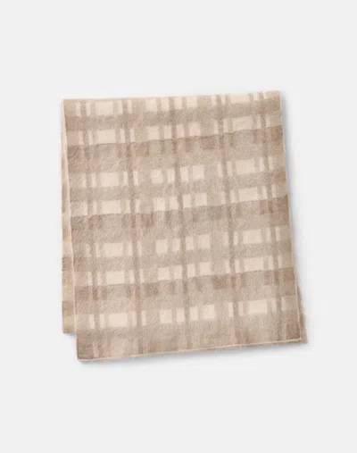 Lafayette 148 Glen Plaid Brushed Cashmere Knit Scarf In Smoked Taupe Multi