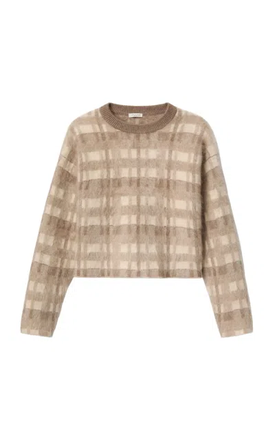Lafayette 148 Glen Plaid Jacquard Cashmere Sweater In Neutral