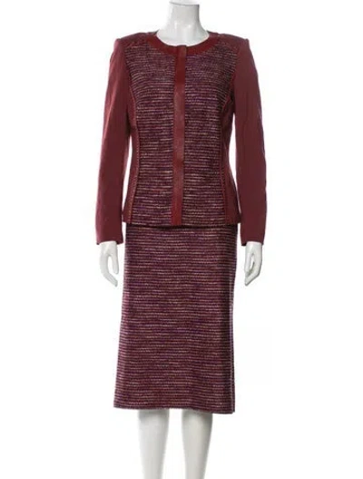 Pre-owned Lafayette 148 Glitter Accents Skirt Suit In Red