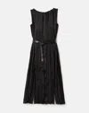 Lafayette 148 Glossy Pleated Belted Dress In Black