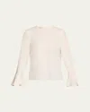 Lafayette 148 Responsible Finesse Crepe Godet Sleeve Blouse In Cloud