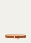 Lafayette 148 Gold L Beam Buckle Leather Belt In Copper