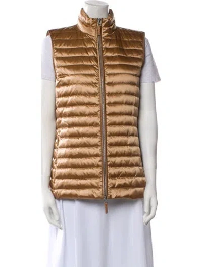 Pre-owned Lafayette 148 Goose Down Striped Vest W/ Tags In Brown