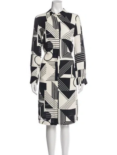 Pre-owned Lafayette 148 Graphic Print Knee-length Dress In Blue