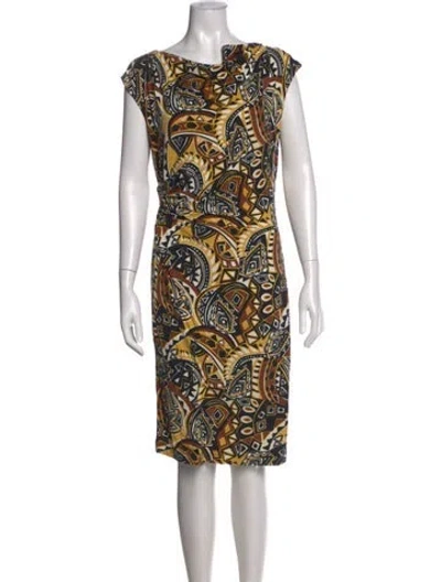 Pre-owned Lafayette 148 Graphic Print Knee-length Dress In Multi
