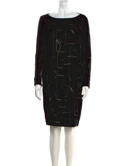 Pre-owned Lafayette 148 Graphic Print Knee-length Dress W/ Tags In Black