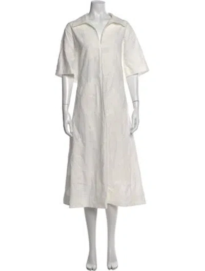 Pre-owned Lafayette 148 Graphic Print Long Dress W/ Tags In White