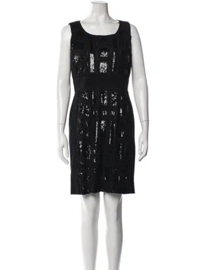 Pre-owned Lafayette 148 Graphic Print Mini Dress In Black