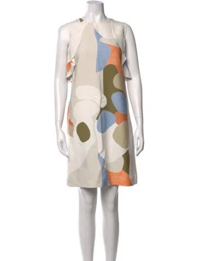 Pre-owned Lafayette 148 Graphic Print Mini Dress In Neutral