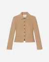 Lafayette 148 Camel Hair Tailored Cropped Jacket In Brown