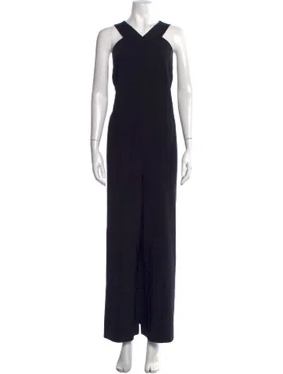 Pre-owned Lafayette 148 Halterneck Jumpsuit In Black