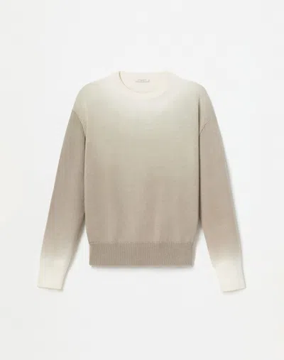 Lafayette 148 Hand Dip Dye Cotton-silk Tape Crewneck Sweater In Hickory Ombre