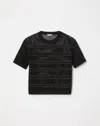 Lafayette 148 Hand-embroidered Fine Cotton Rope Crewneck Sweater In Black