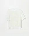 Lafayette 148 Hand-embroidered Fine Cotton Rope Crewneck Sweater In White