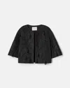 Lafayette 148 Hand Embroidered Tassel Wool-cashmere Double Face Jacket In Black