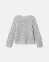 Lafayette 148 Hand Knit Alpaca-cotton Sequin Sweater In Gray