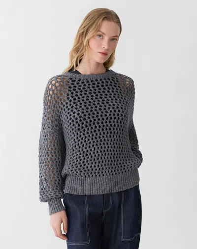 Lafayette 148 Hand Knit Cotton Open Stitch Sweater In Multi