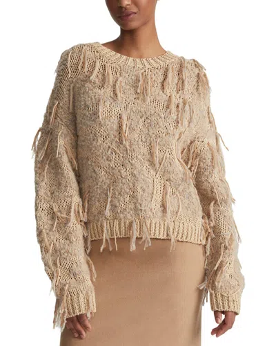 Lafayette 148 New York Hand Knit Fringed Crewneck Sweater In Multi