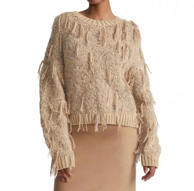 Lafayette 148 Hand Knit Fringed Sweater In Dune Multi In Brown