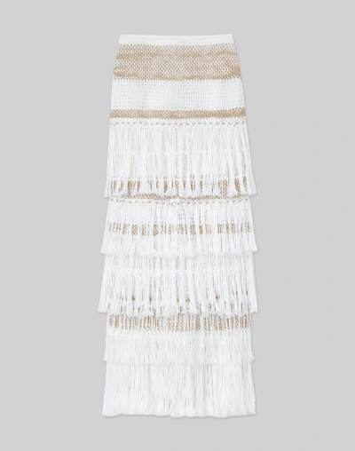 Lafayette 148 Hand Macramé Organic Cotton Skirt In White