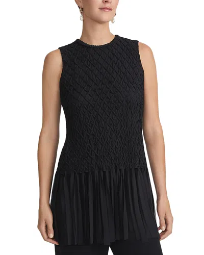 Lafayette 148 Hand Smocked Lattice Top In Black