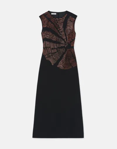 Lafayette 148 Ny Hand-beaded Wool-silk Crepe Dress In Black