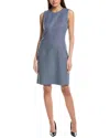 Lafayette 148 New York Harpson Wool & Linen-blend Sheath Dress In Blue