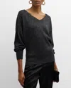 LAFAYETTE 148 HEATHERED V-NECK SEQUIN SWEATER