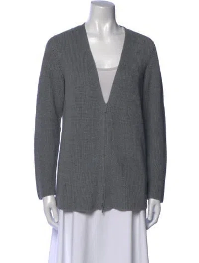 Pre-owned Lafayette 148 Hemp V-neck Sweater In Gray
