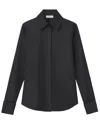 Lafayette 148 Silk Georgette Button Blouse In Black