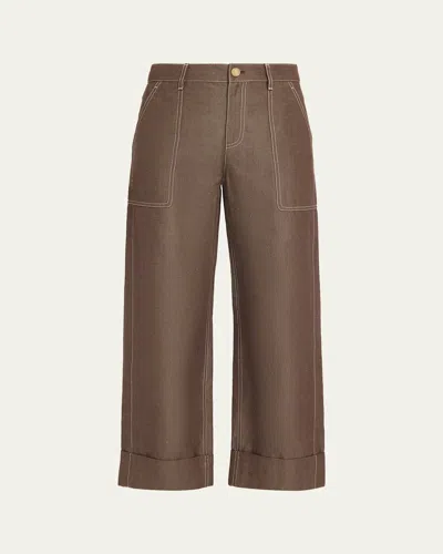 Lafayette 148 Highline Cuffed Linen-cotton Ankle Pants In Brown