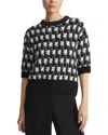 Lafayette 148 New York Houndstooth Crewneck Sweater In Black