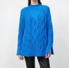 Lafayette 148 Infinity Mixed Cable Sweater In Ultramarine In Blue