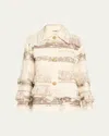 Lafayette 148 Merino-cashmere Woven Fringe Jacket In Neutral
