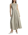 Lafayette 148 New York Open Fold Drape Front Linen-blend Dress In Quarry Multi
