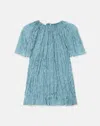 Lafayette 148 Iridescent Twill Plissã© Short Sleeve Blouse In Lagoon Green