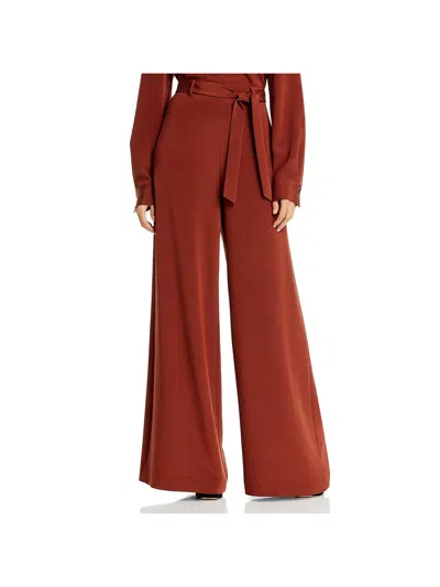Lafayette 148 Jackson Womens Silk Work Wear Wide Leg Pants In Red