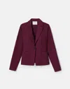 Lafayette 148 Petite Organic Cotton Pintuck Peplum Pocket Jacket In Violet Ash