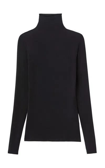 Lafayette 148 Jersey Elongated Turtleneck In Black
