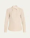 Lafayette 148 New York Kennedy Stripe Cotton Button-up Shirt In Oat Multi