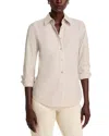 Lafayette 148 New York Kennedy Stripe Cotton Button-up Shirt In Oat Multi