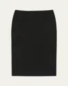 Lafayette 148 Petite Wool-silk Crepe Pencil Skirt In Black