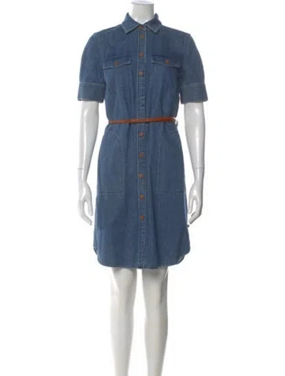 Pre-owned Lafayette 148 Knee-length Dress In Blue