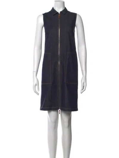 Pre-owned Lafayette 148 Knee-length Dress In Blue