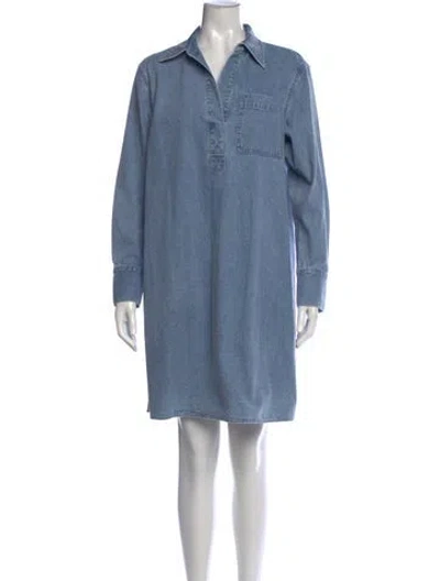 Pre-owned Lafayette 148 Knee-length Dress In Blue